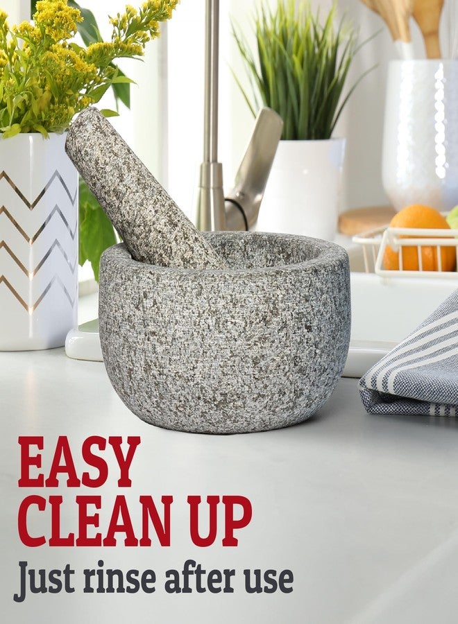 Priority Chef Heavy Duty Large Mortar and Pestle Set, Hand Carved from Natural Granite, Make Fresh Guacamole, Pesto, Stone Grinder Bowl, Herb Crusher, Spice Grinder, 6.3 Inches Wide, 2 Cup - Grey - Image 4